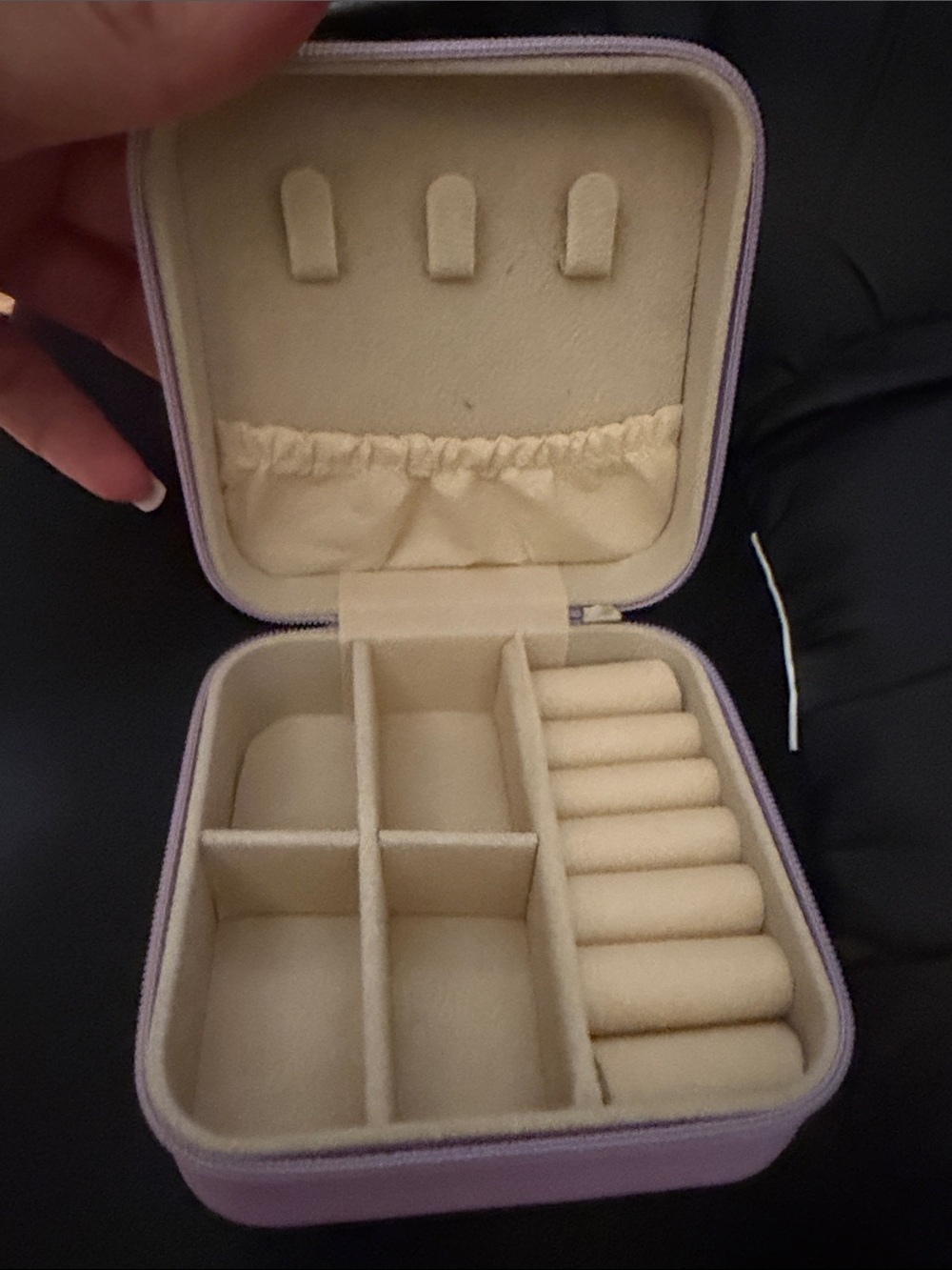 Compact Lavender Jewelry Organizer Travel Case
